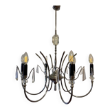 Mid-Century modernist chandelier in chrome and crystal by Gaetano Sciolari, 1970s