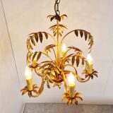 Vintage gilt metal palm chandelier, 1960s