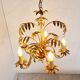 Vintage gilt metal palm chandelier, 1960s
