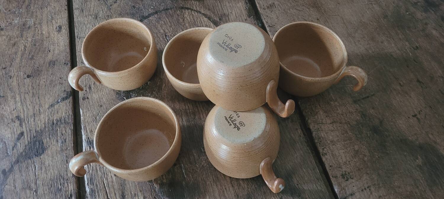 Set of 6 stoneware cups from France
