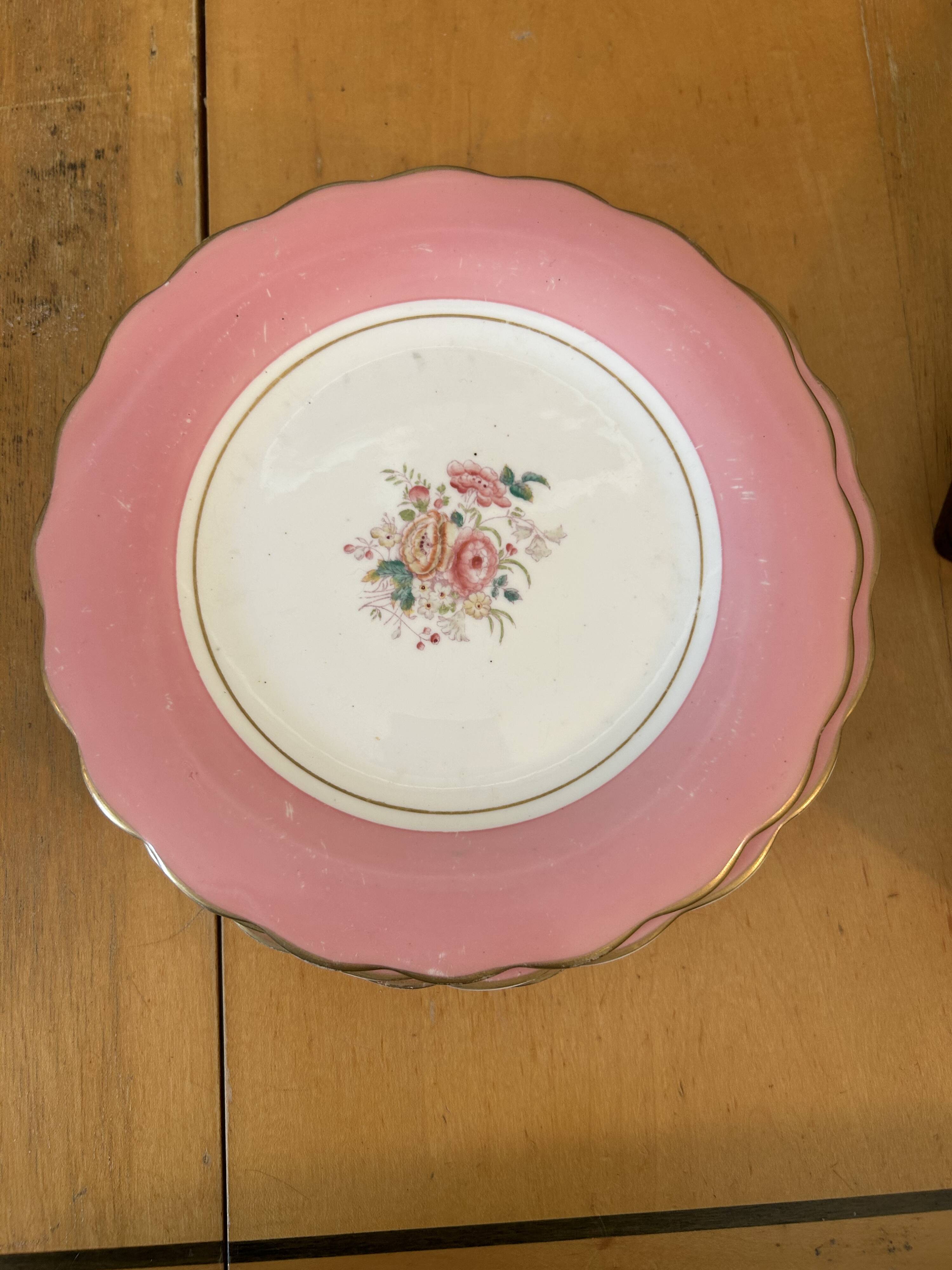 Vintage dessert service / antique in porcelain in colour