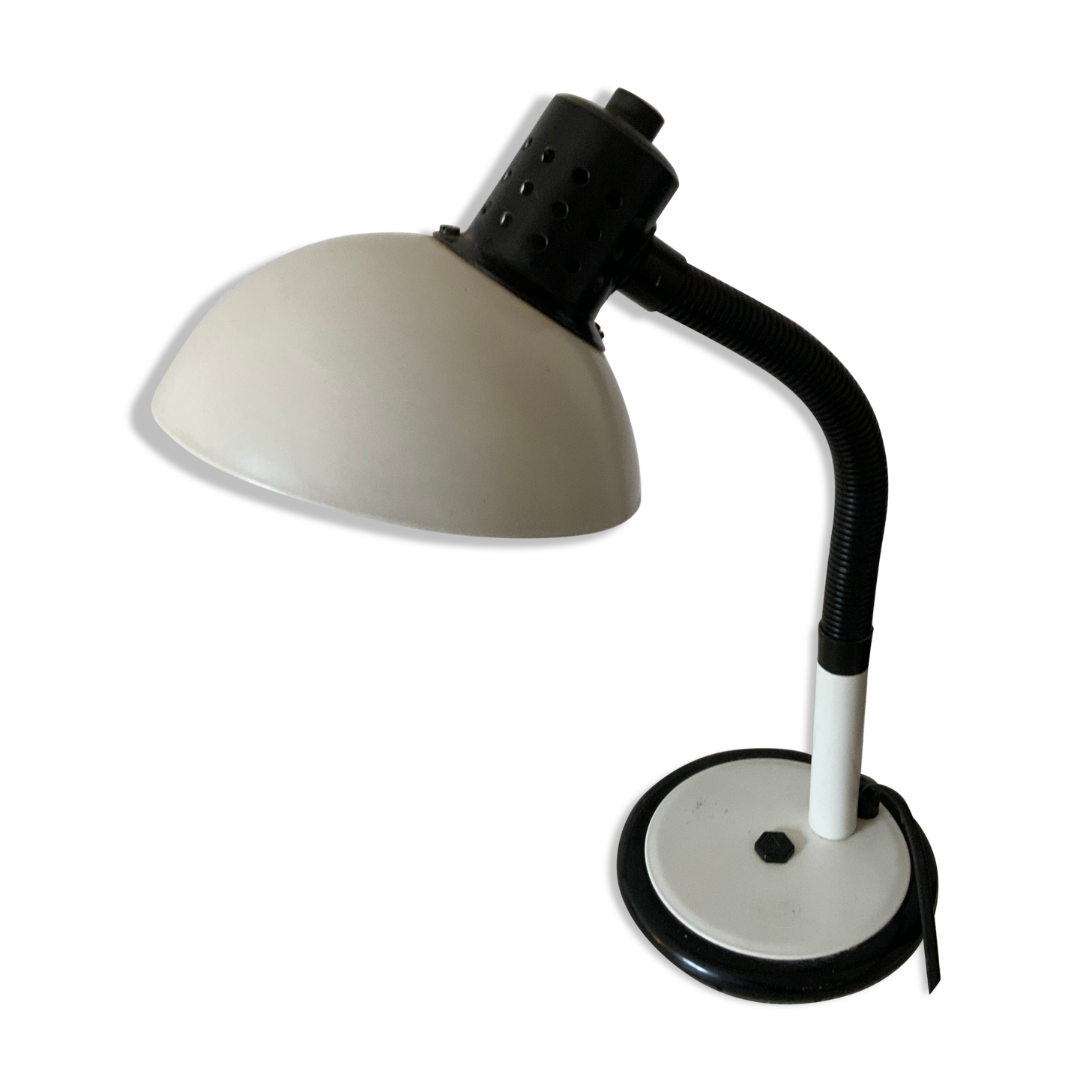 Vintage desk lamp aluminor made in france white and black metal and plastic