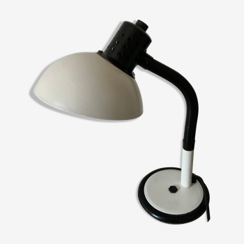 Lampe de bureau vintage aluminor made in france blanche et noir métal et plastique