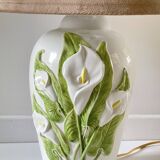 Italian ceramic lamp with arum flowers