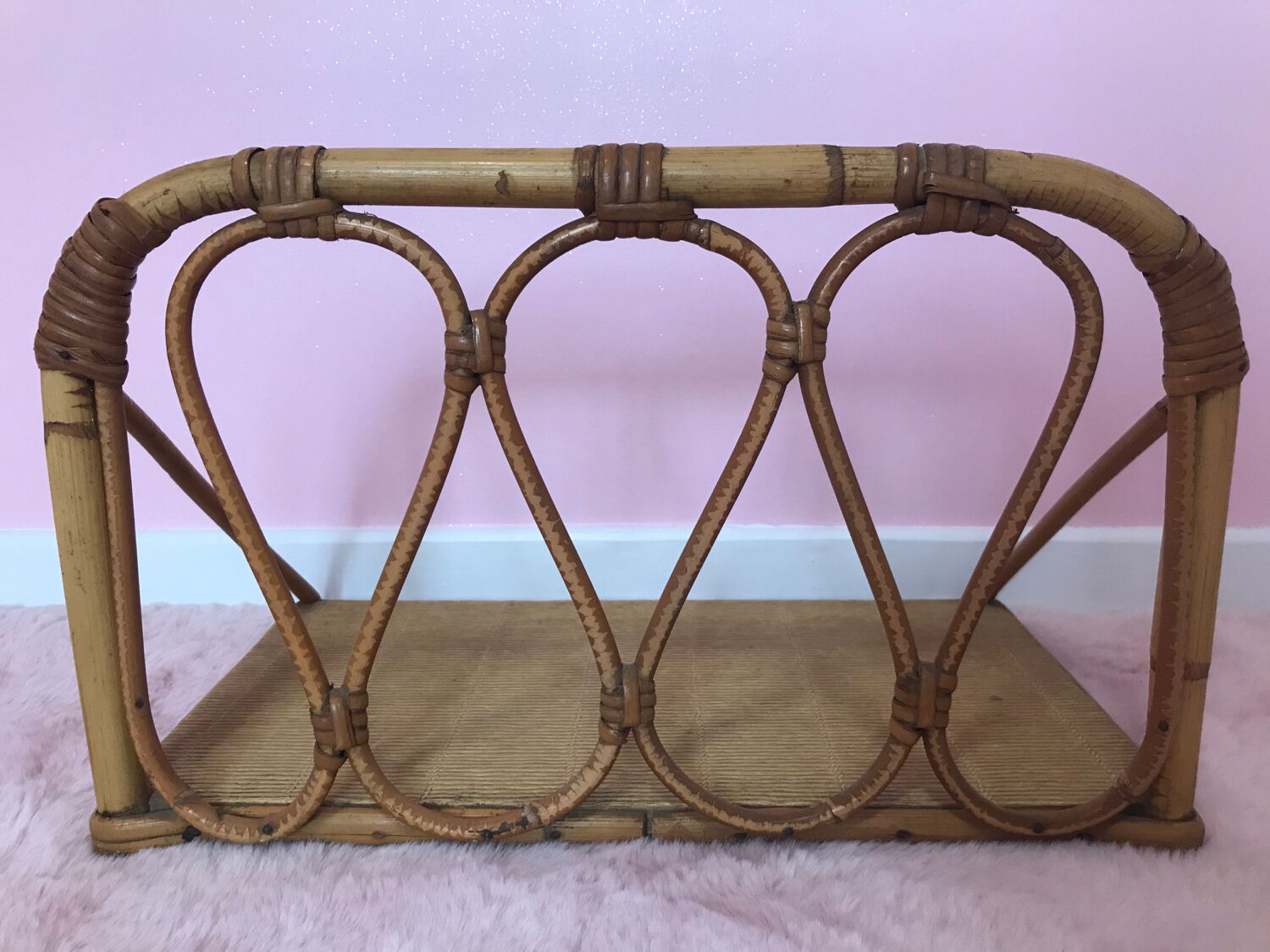 Vintage rattan shelf