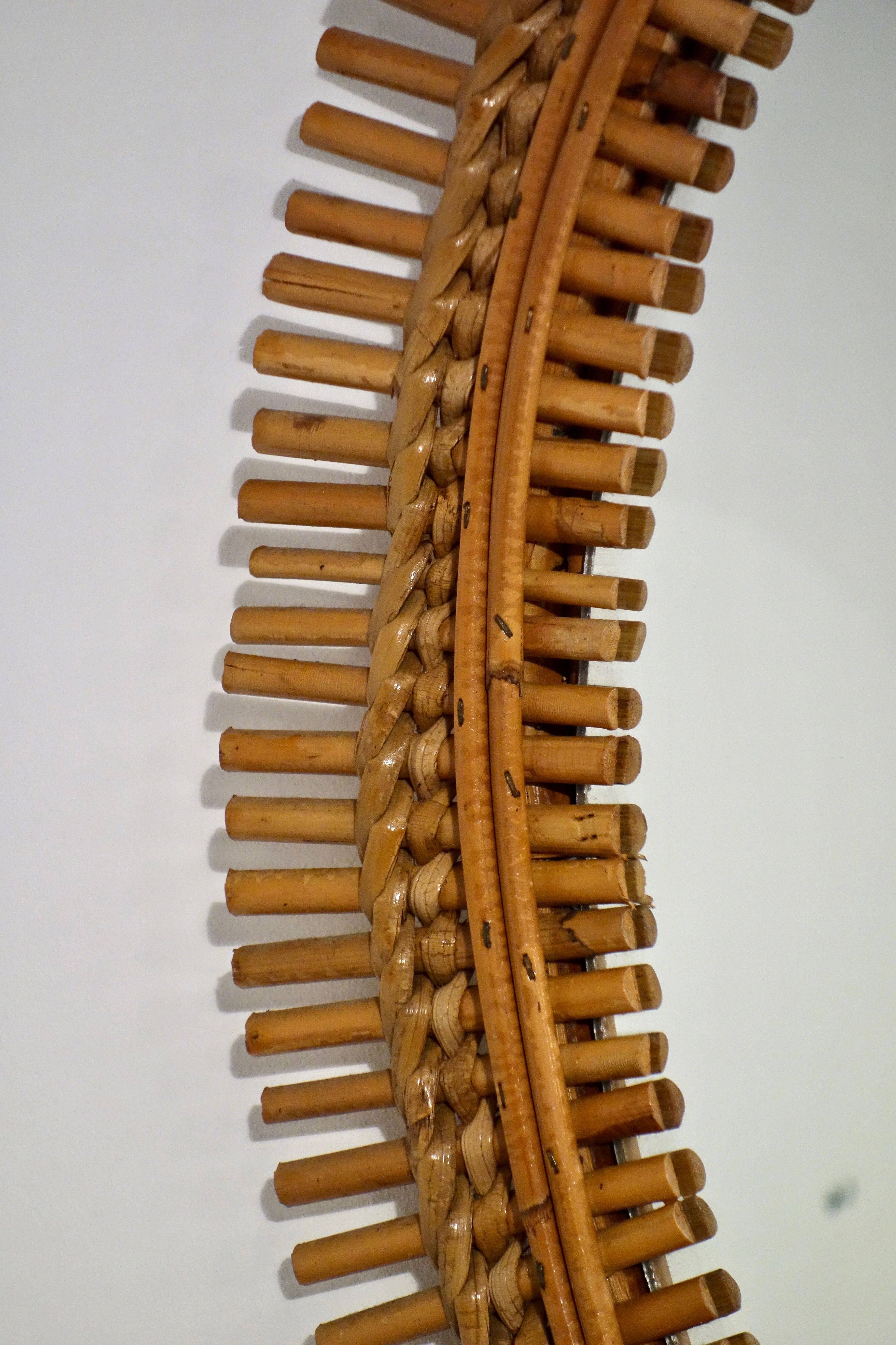 Italian sun mirror in rattan by Bonacina of the 50s 47x65cm