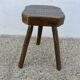 Tabouret de ferme tripode, assise hexagonale, bois massif, années 50-60
