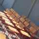 Lot 16 chaises écolier bois métal rouge