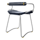 Contemporary sculptural bar stool c. Aged Silver Metal Backrest and Navy Blue Leather