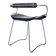 Contemporary sculptural bar stool c. Aged Silver Metal Backrest and Navy Blue Leather