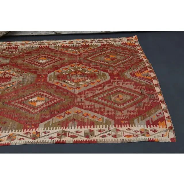 Vintage Turkish Hand-Knotted Wool Cotton Red Runner Rug 146x335