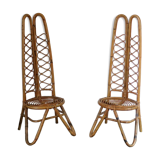 Pair of low bamboo chairs 1960