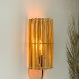 Natural rattan wall light