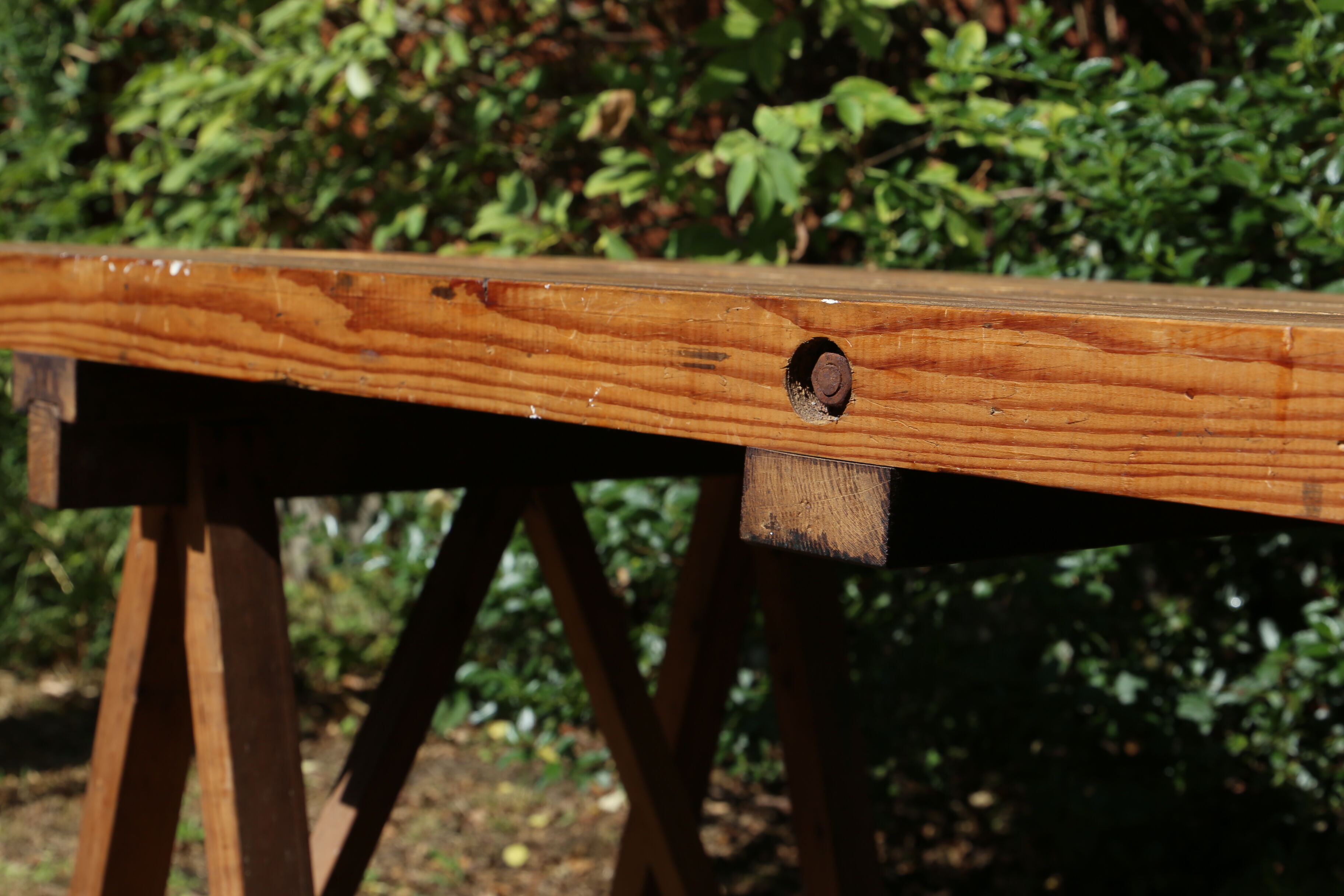 Farm table on trestles, 178 cm x 68 cm