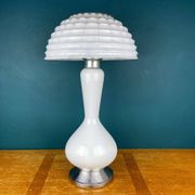 Lampe de table champignon en verre de Murano blanc, Italie, années 1970