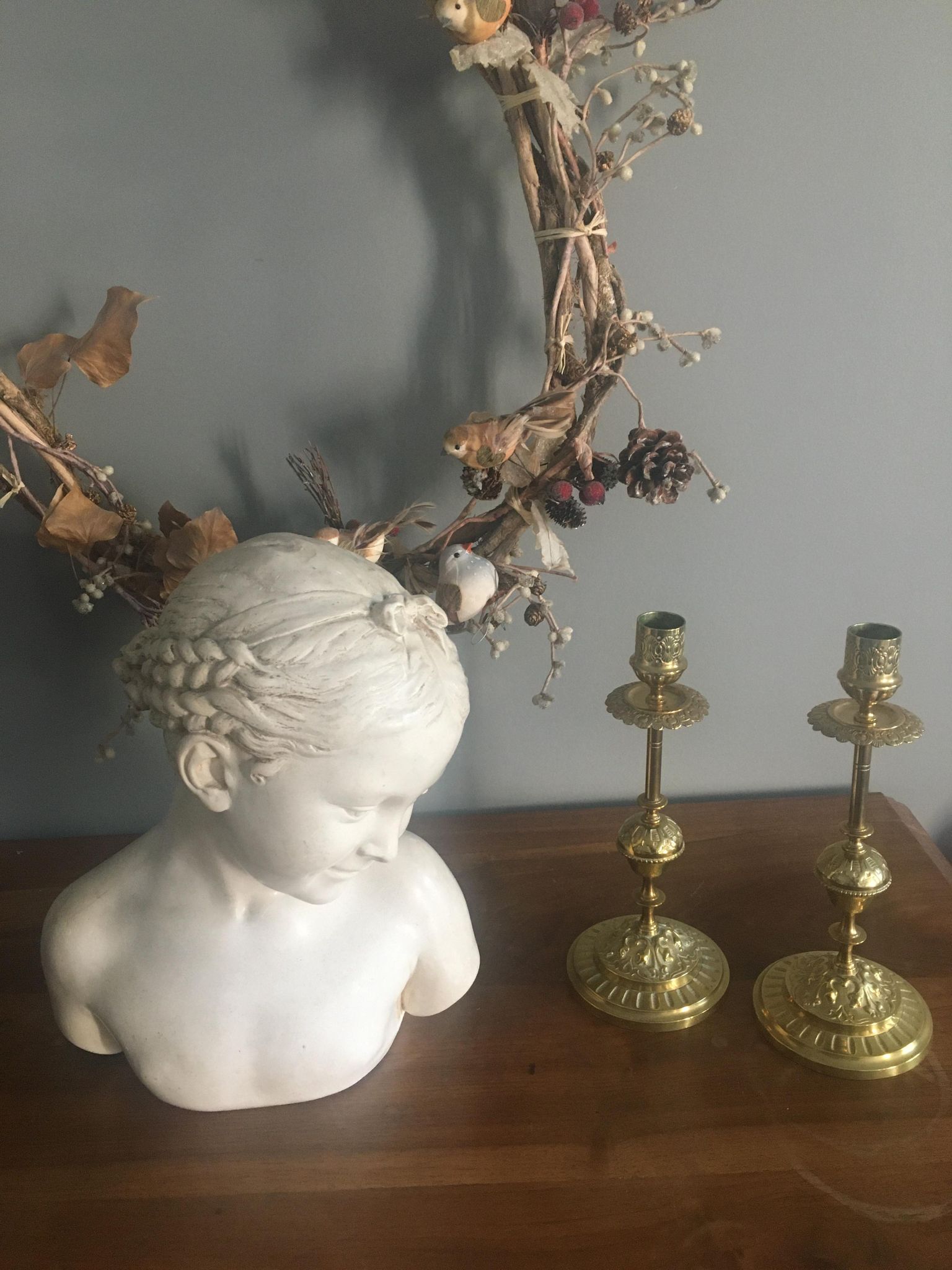 Old plaster bust 'La Rieuse' by Jean-Baptiste Pigalle