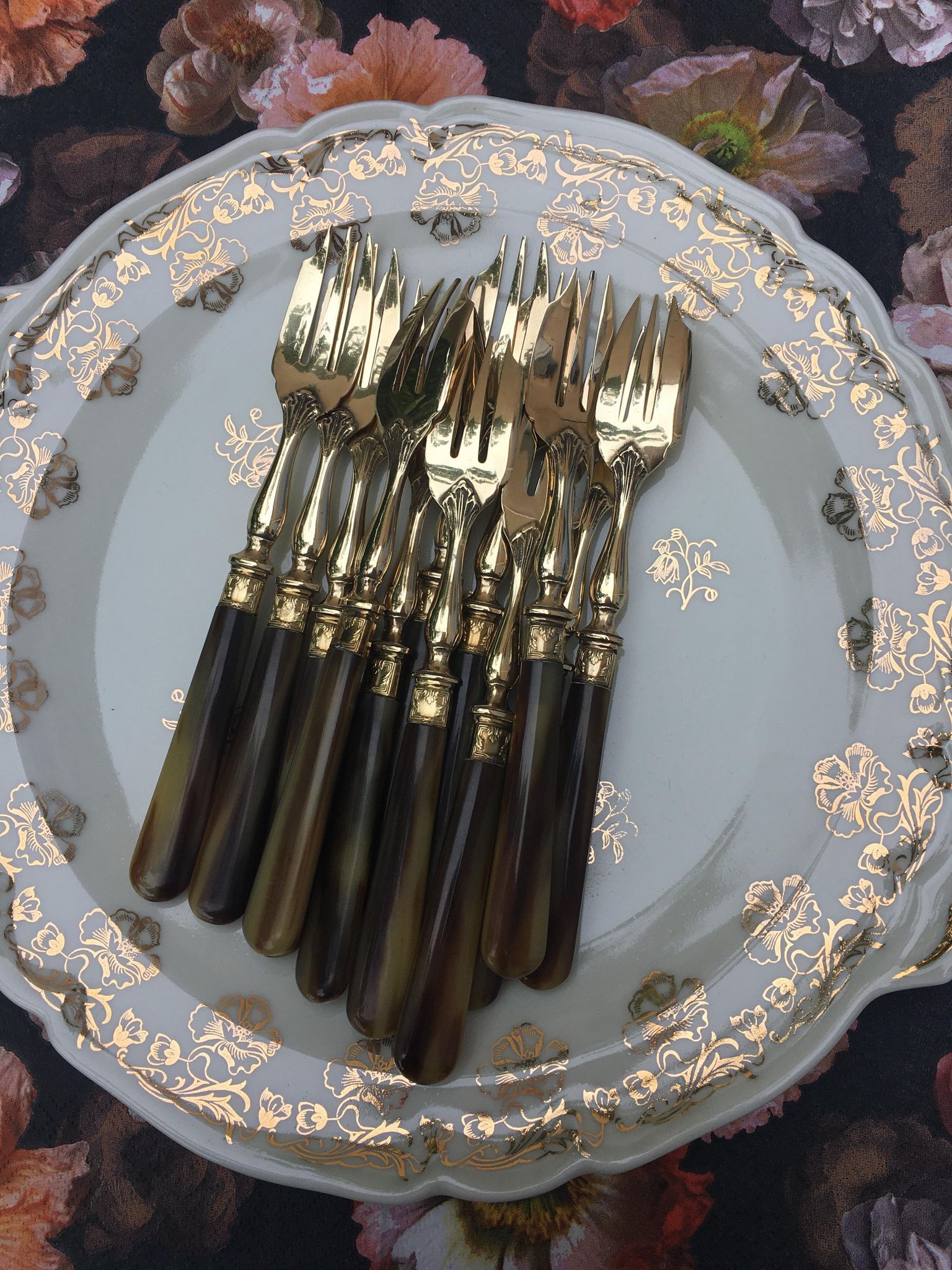 Golden vintage forks