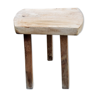 Brutalist tripod stool nineteenth century in cherry tree