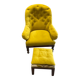 Upholstered toad armchair with footrest