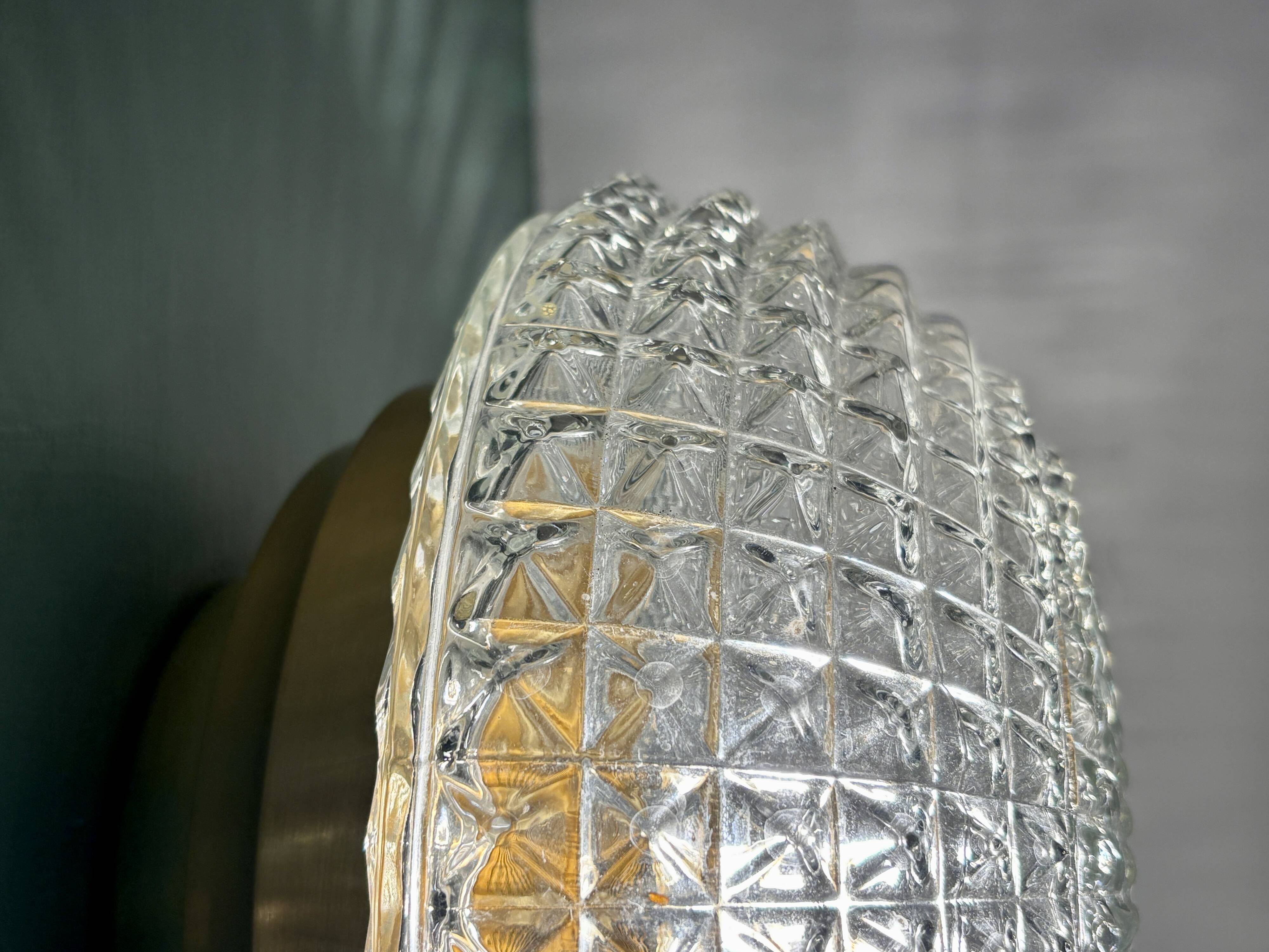 Vintage globe wall or ceiling light in molded diamond-point glass
