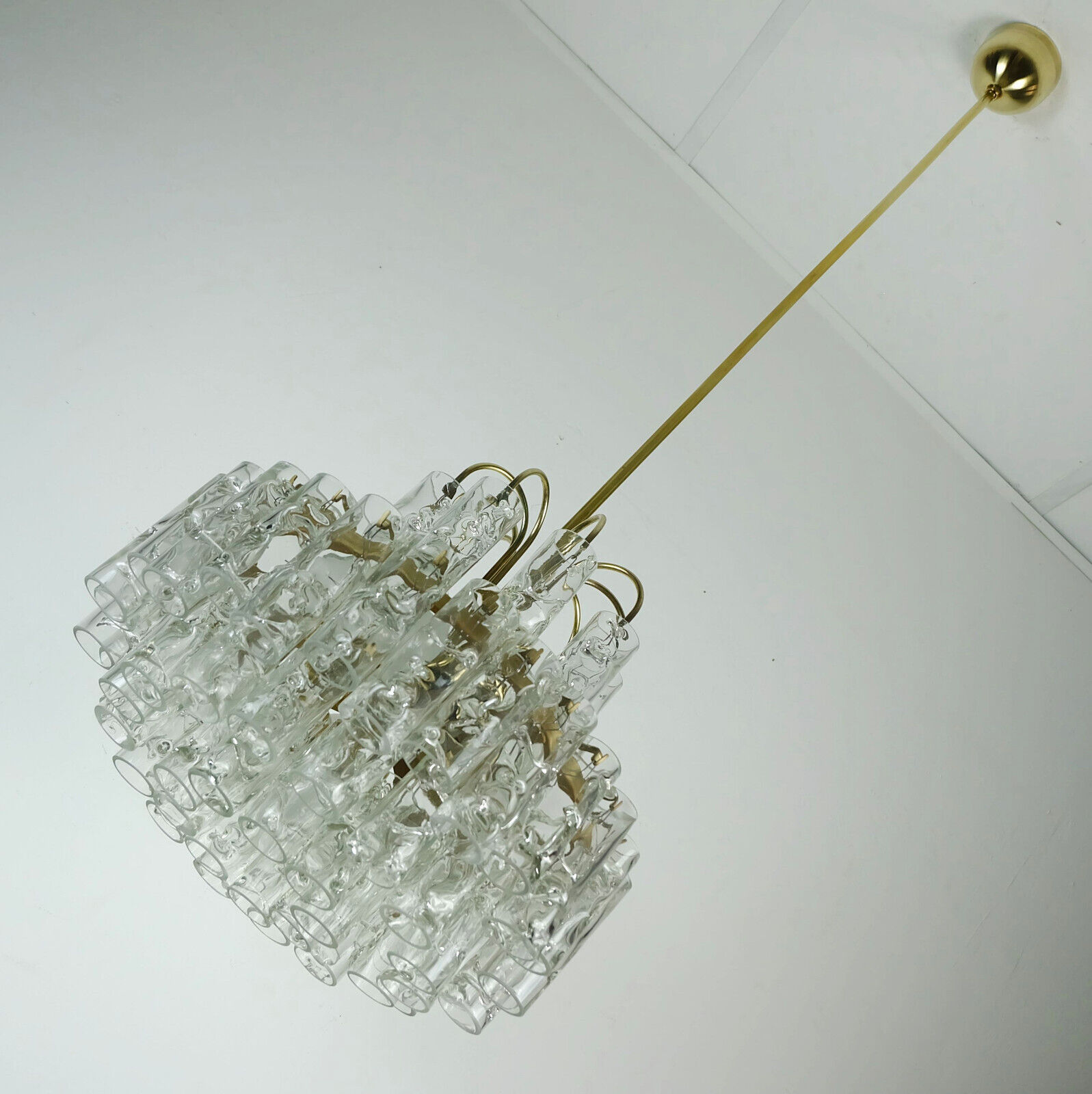 4-tier mid century chandelier with 62 glass tubes 60s