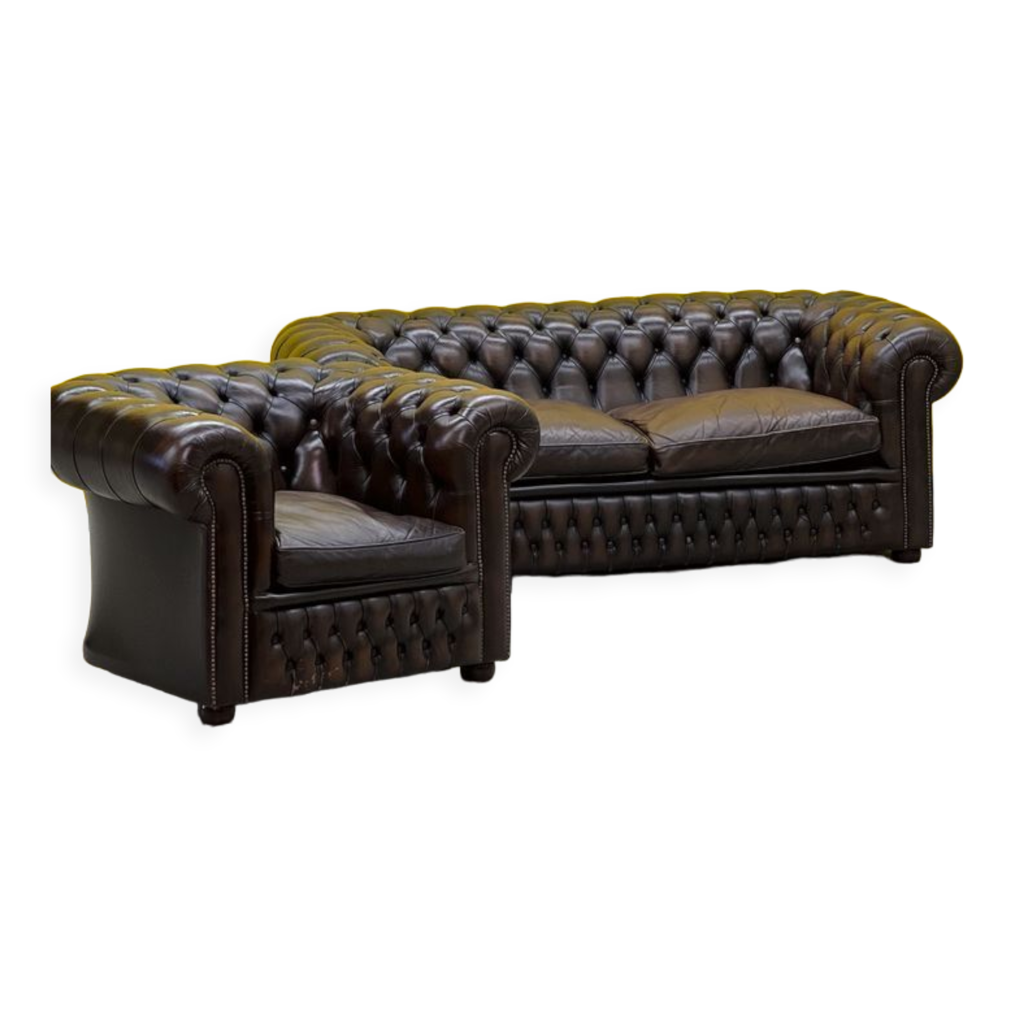 1990s Chesterfield Sofa and Chair