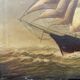 Large old oil painting of a ship