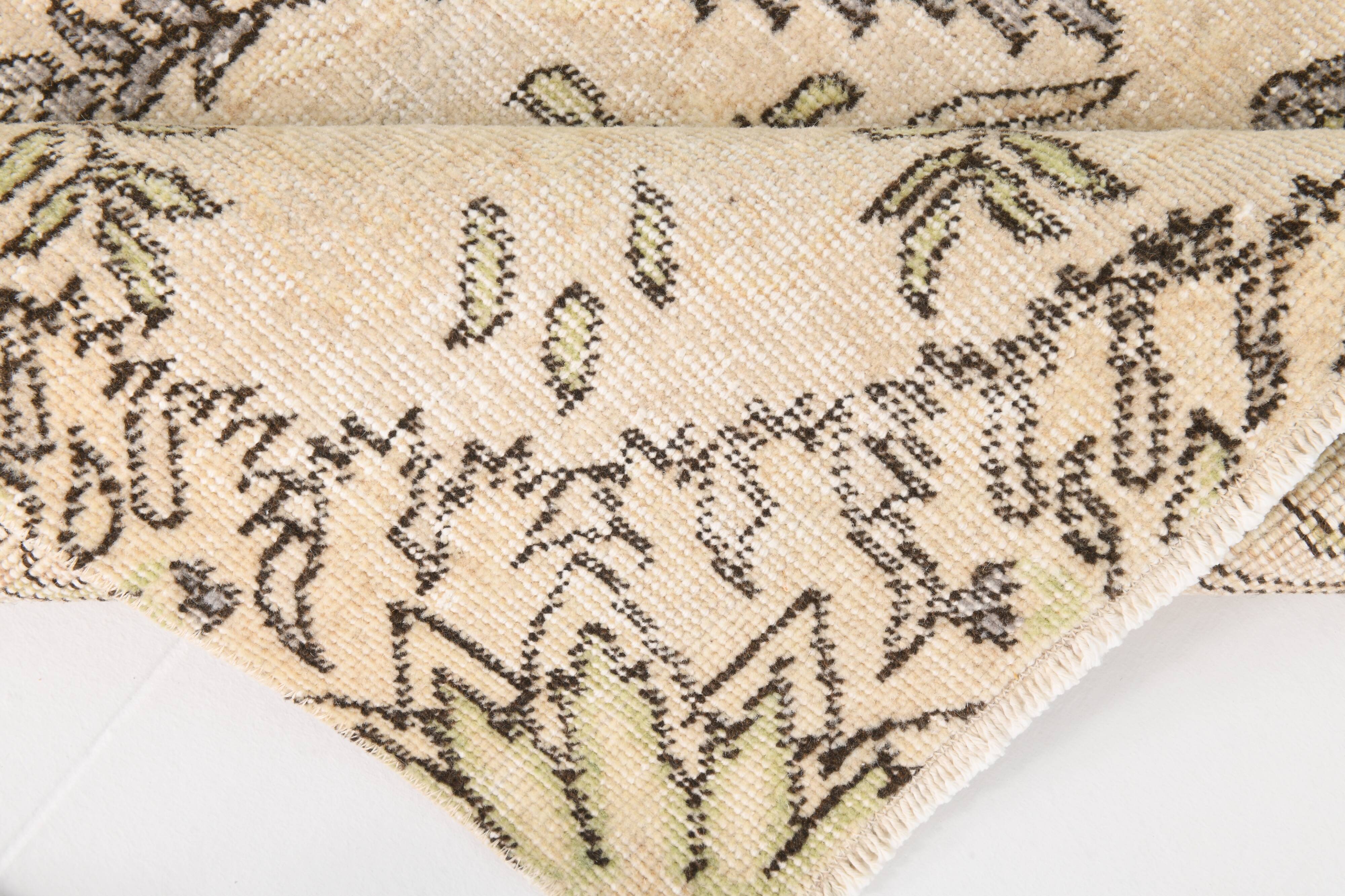 Cream & Light Yellow Turkish Vintage Rug, 215x320Cm