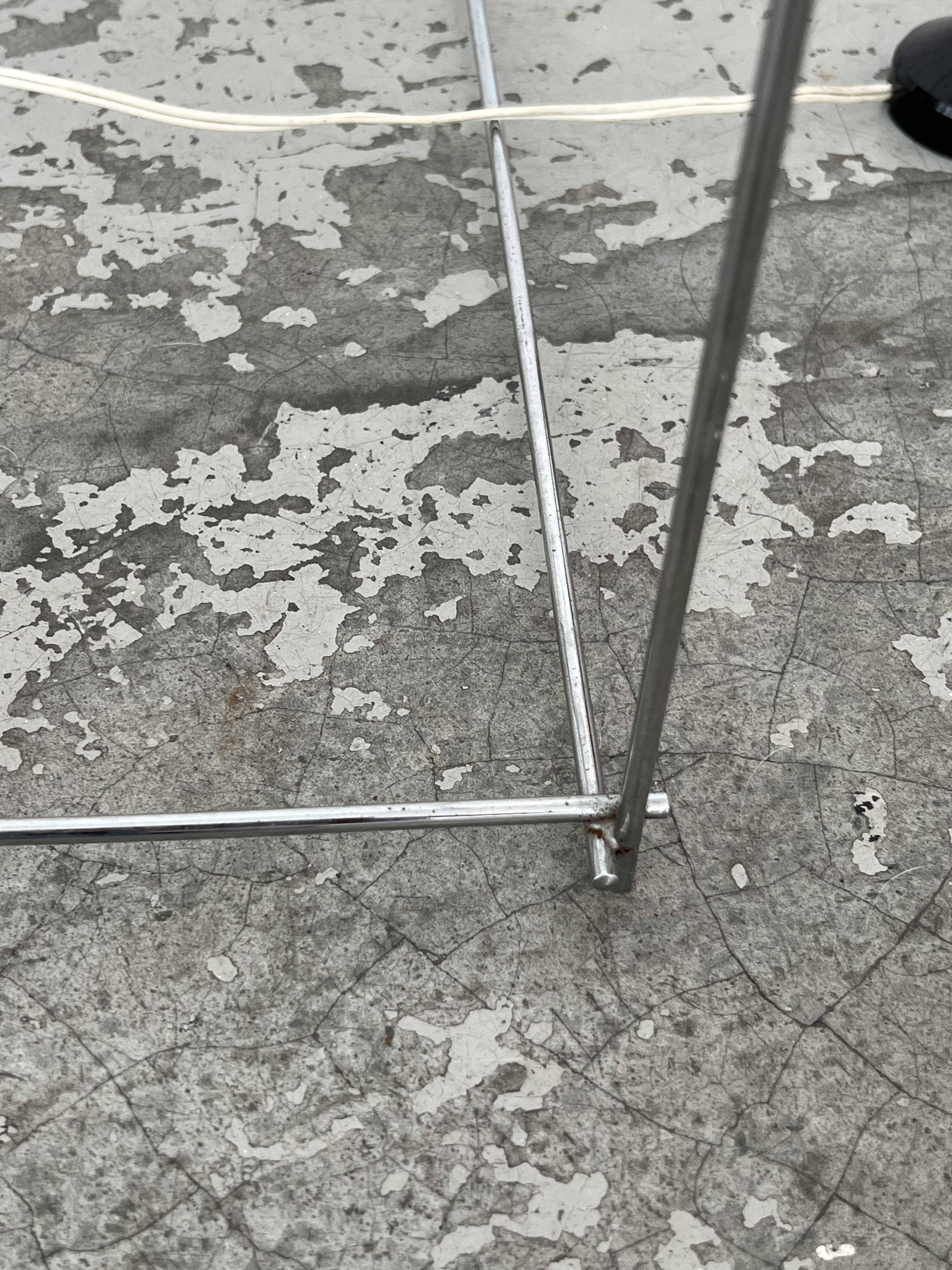 Side table in chromed metal and glass 70s