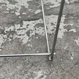 Side table in chromed metal and glass 70s