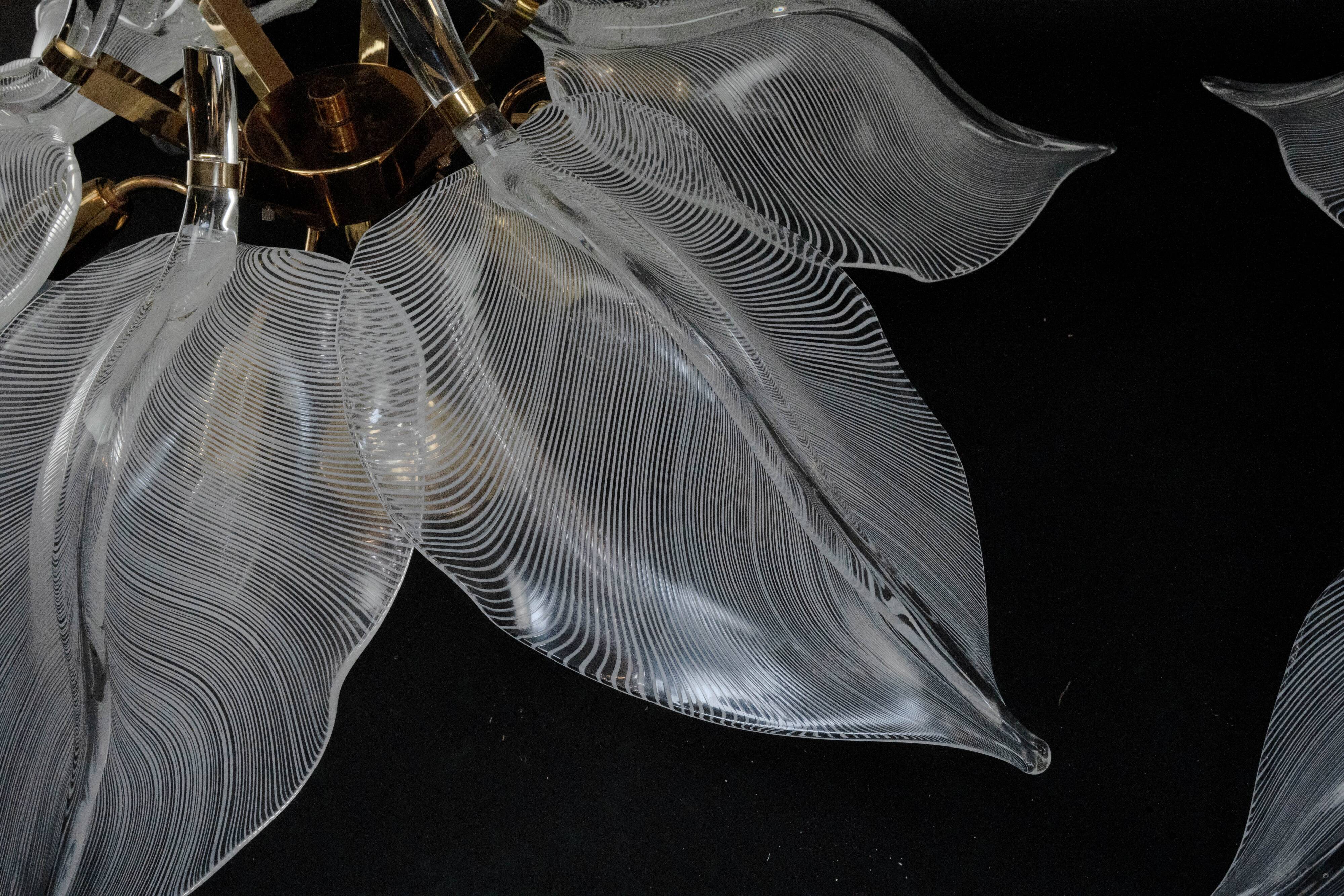 Plafonniers en verre de Murano en forme de feuille Franco Luce des années 1970.