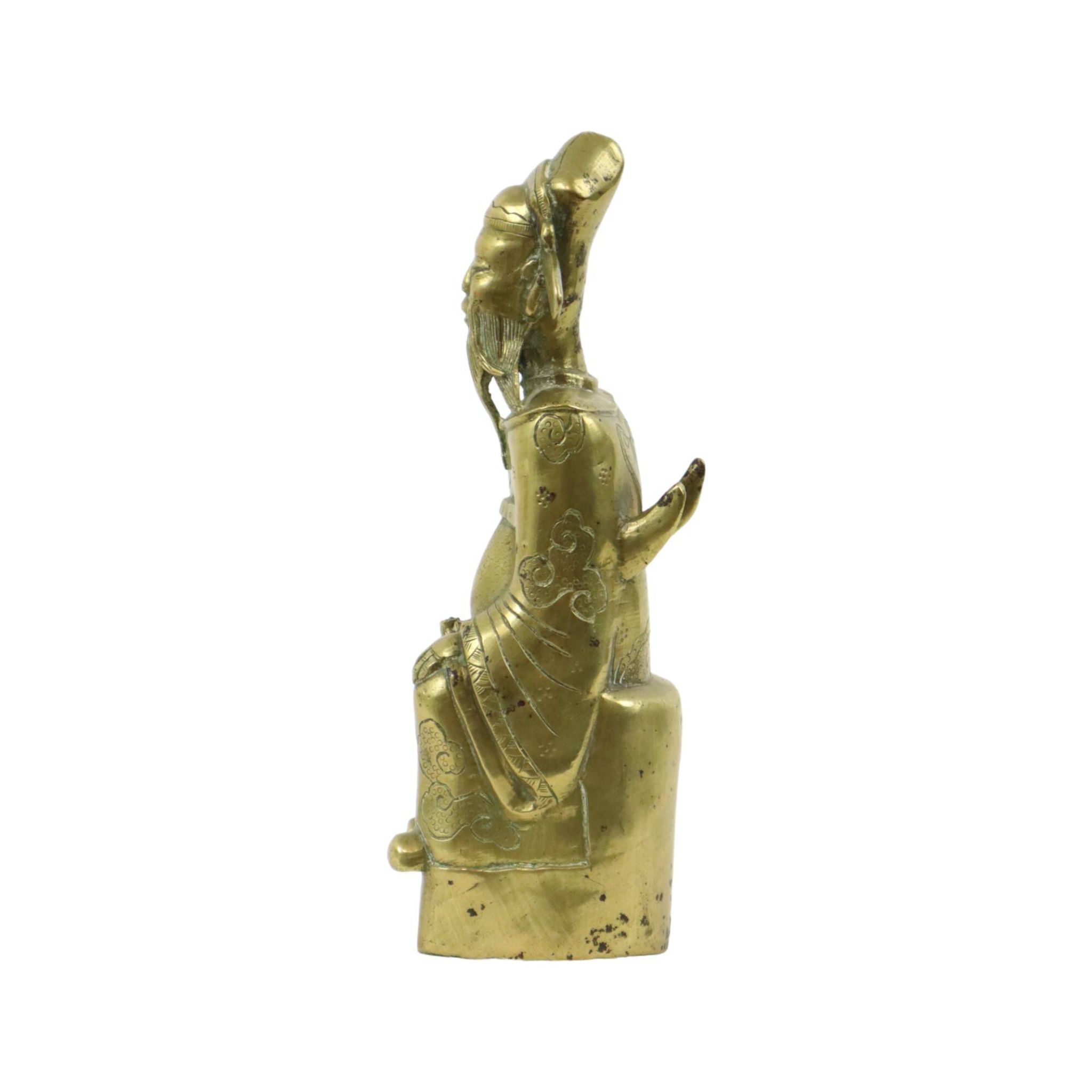 Vintage Brass Statue Kitchen God Zao Jun Buddha Statue