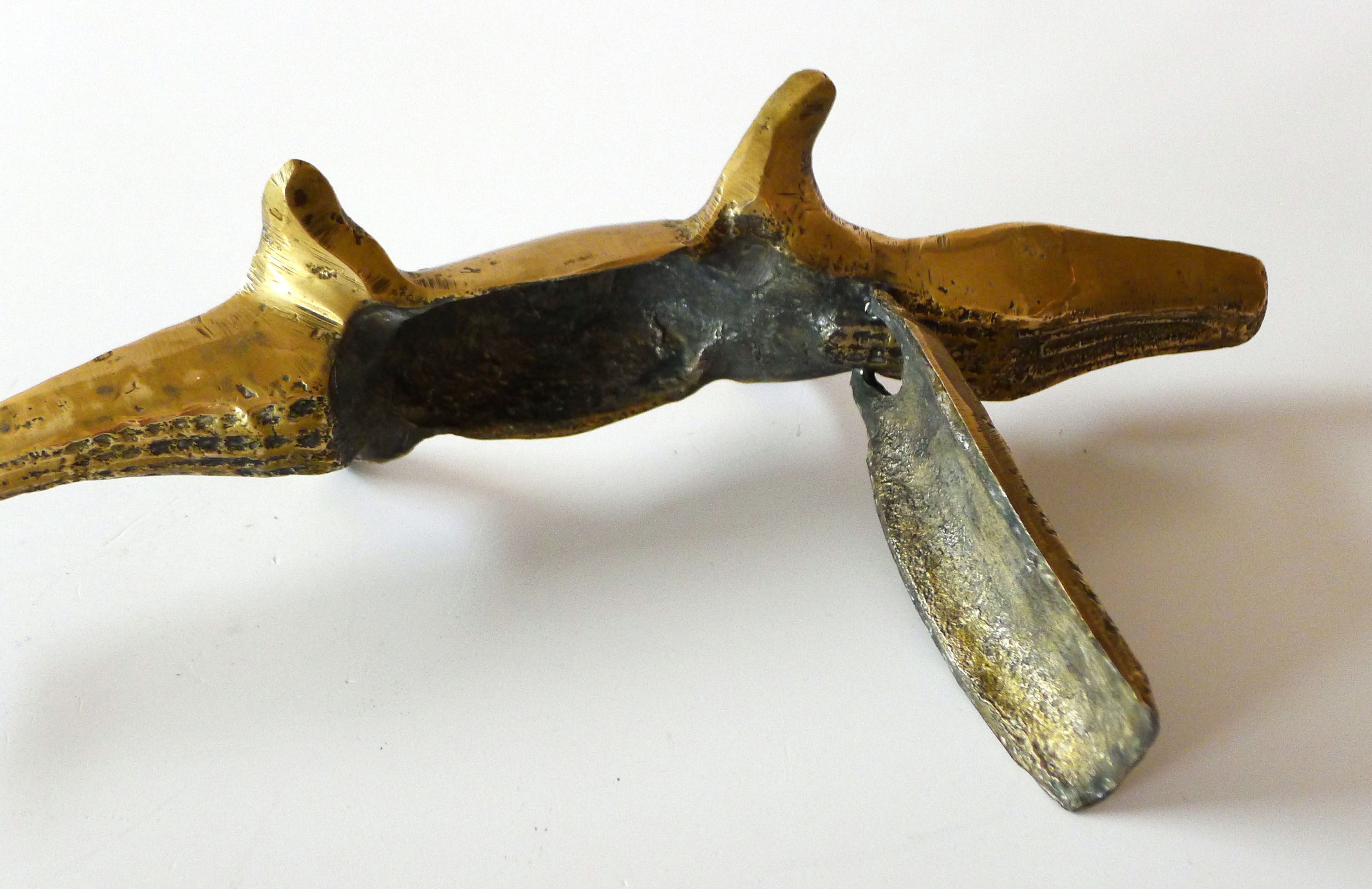 Crocodile ashtray with brass lid