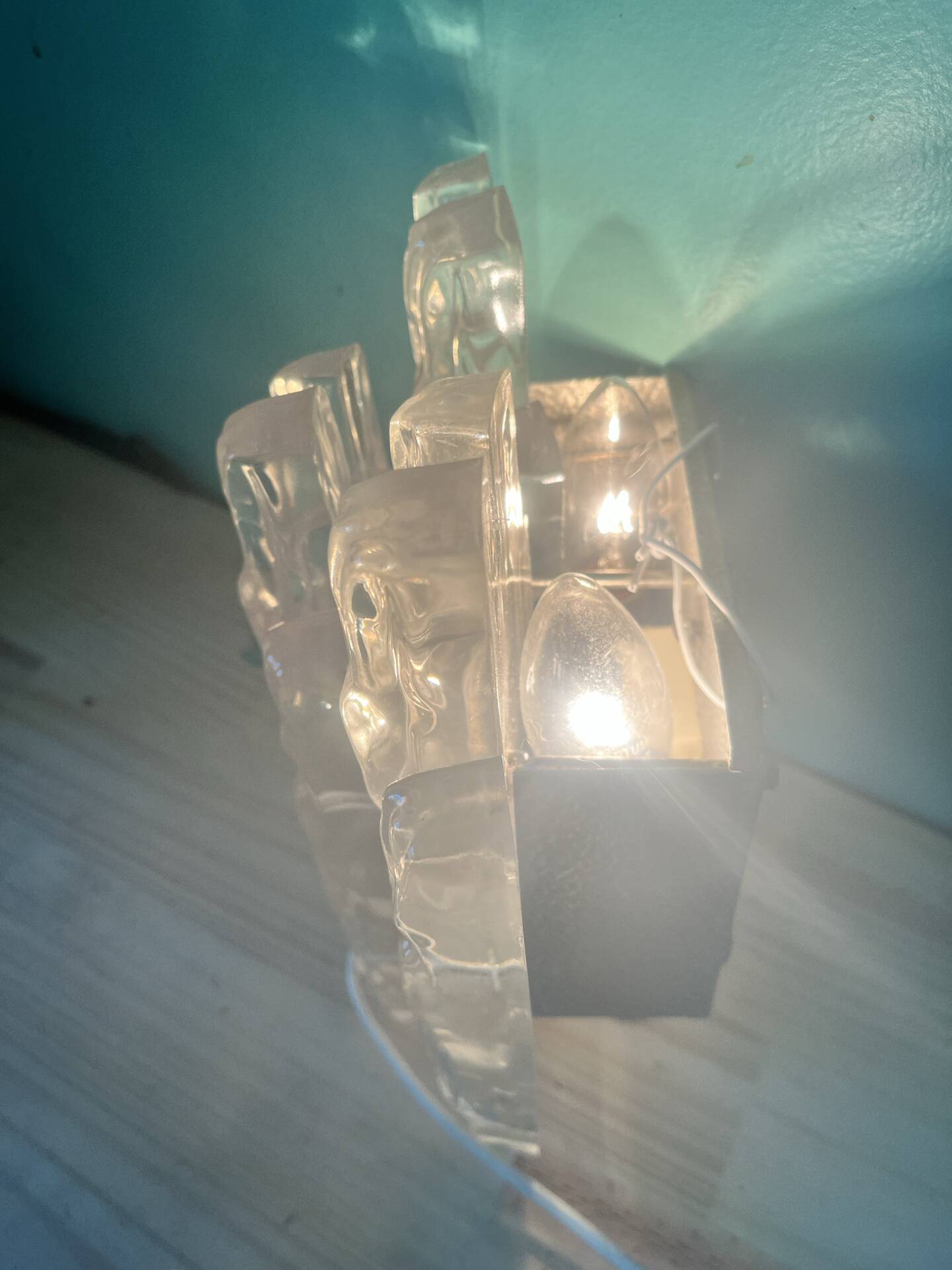 Brutalist style lucite wall light by Kalmar