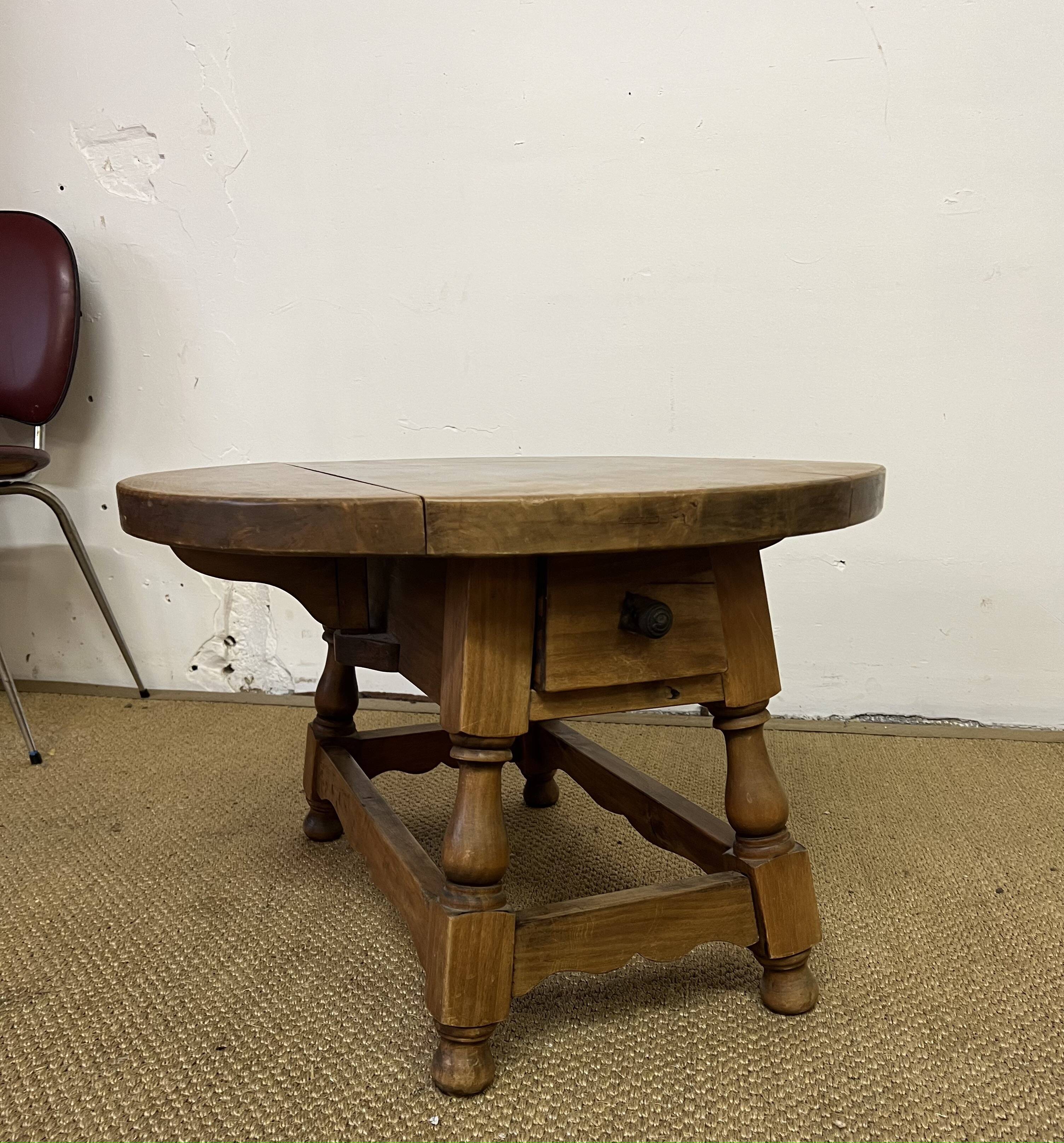 Round wooden coffee table