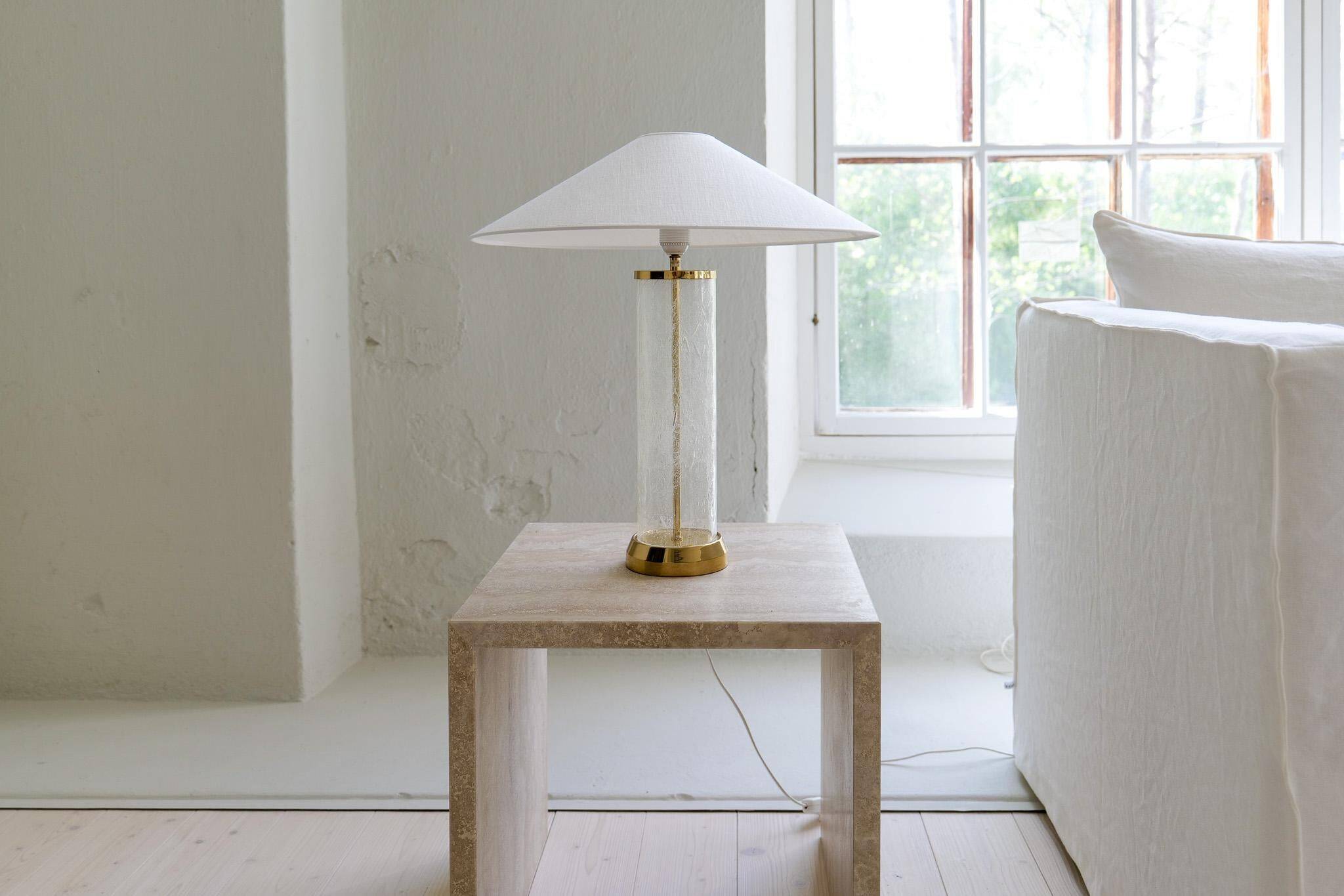 Mid-century glass and brass table lamp Bergbom B-019 Sweden 1960s