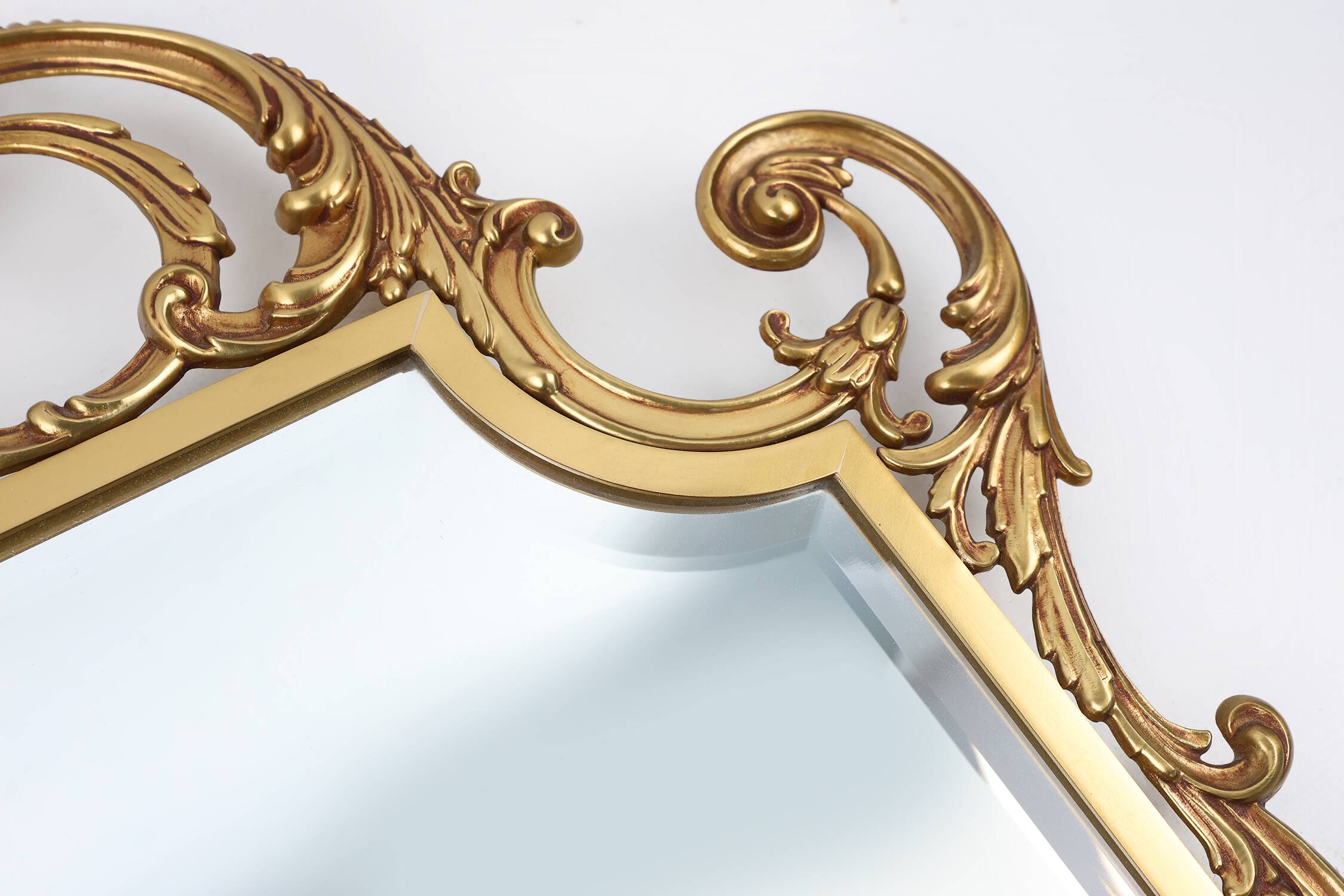 Solid copper 20th Century French Louis XV style beveled wall mirror