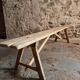 French antique wooden bench – Rustic farmhouse bench – Poplar and chestnut – Late 19th century – 198 cm