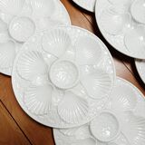 Set of 6 white oyster plates, Longchamp