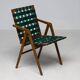 Mid-century Italian armchair in walnut with straps, in the style of Franco Albini.