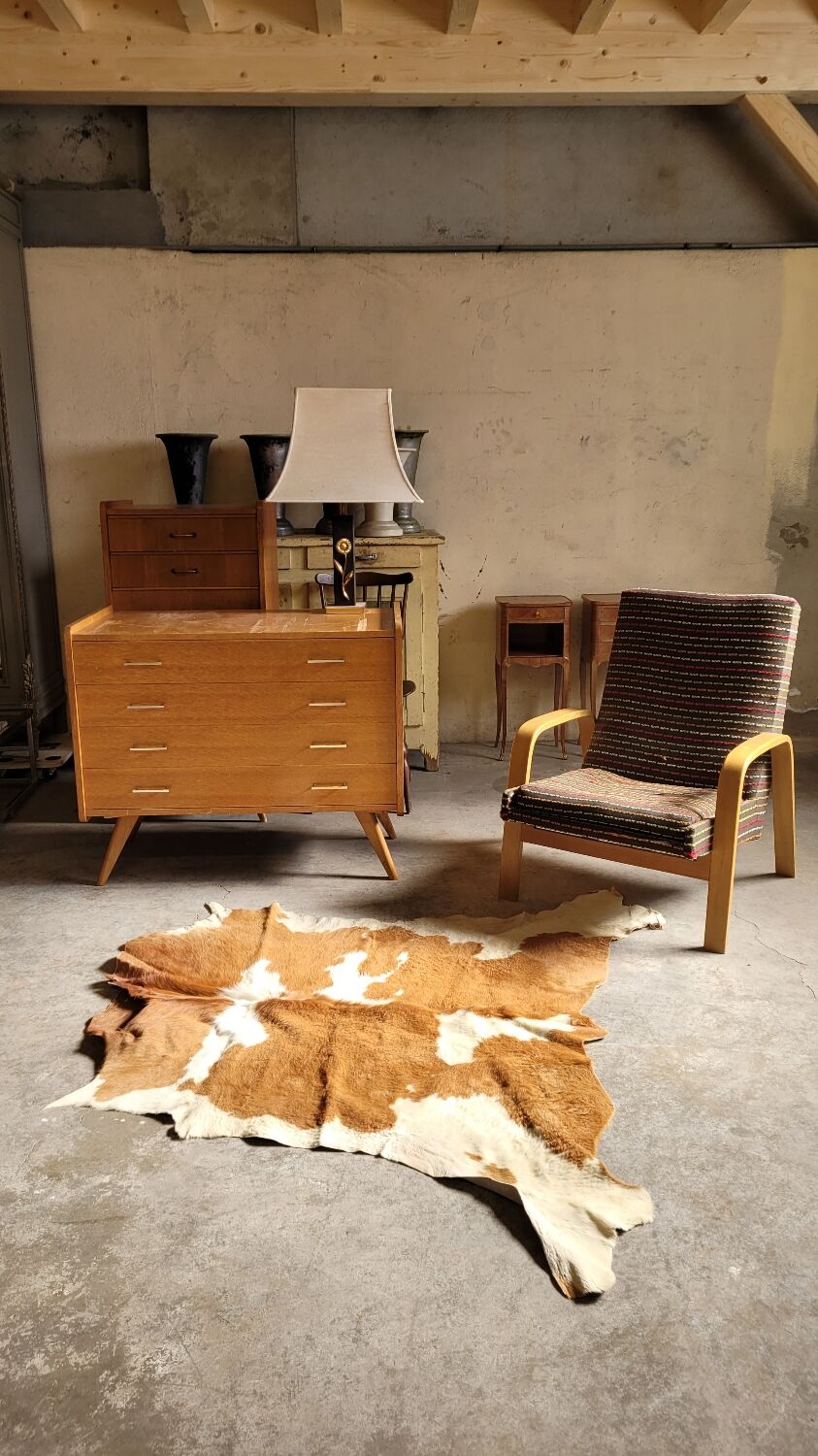 Tapis peau de vache vintage 1970