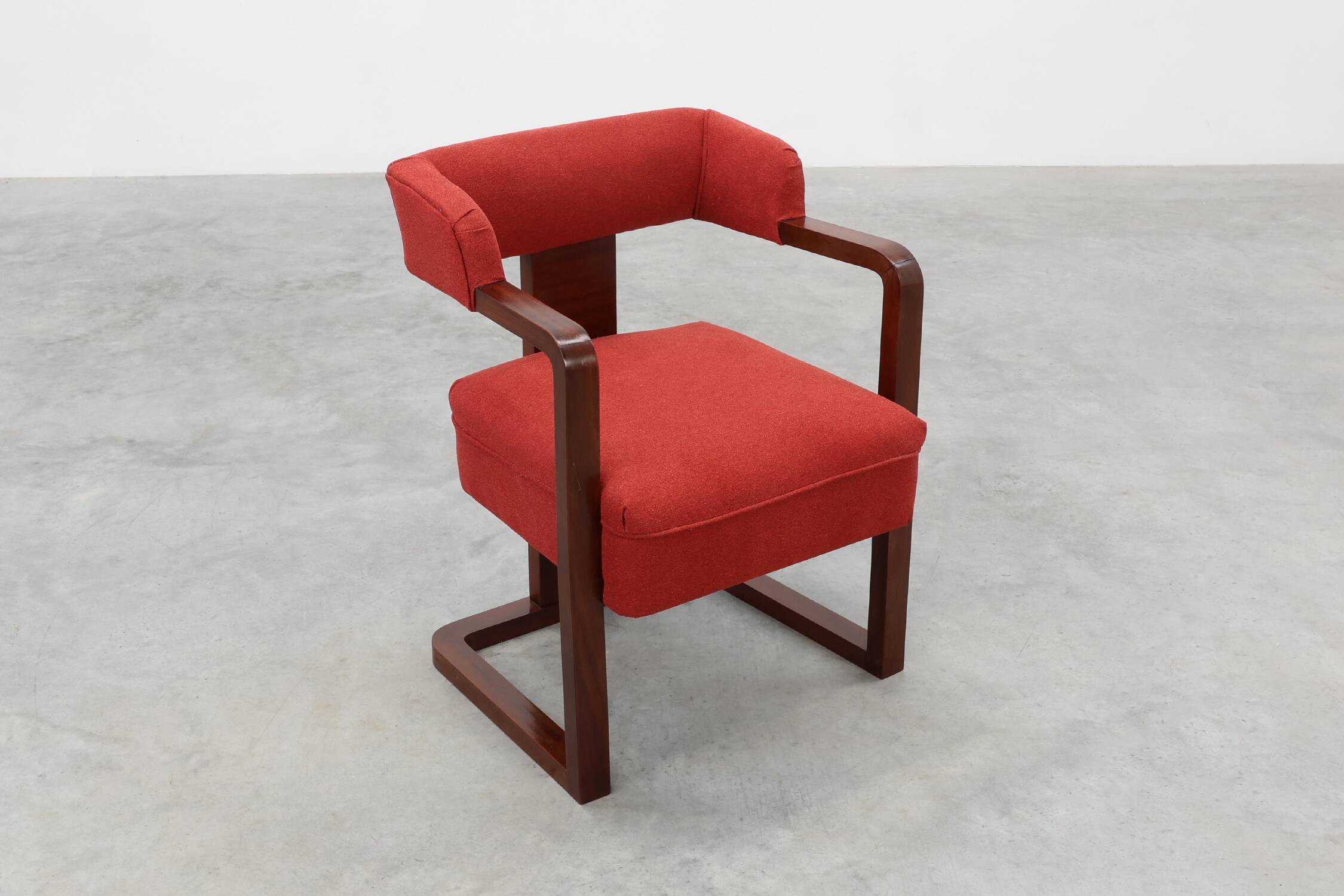 Art Deco red Reupholstered Chair, Belgium ca. 1920