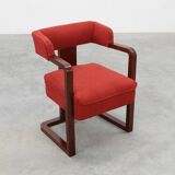 Art Deco red Reupholstered Chair, Belgium ca. 1920