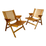 Lot 2 fauteuils pliant "Rex lounge" design Niko KRALJ hetre courbé années 60 vintage