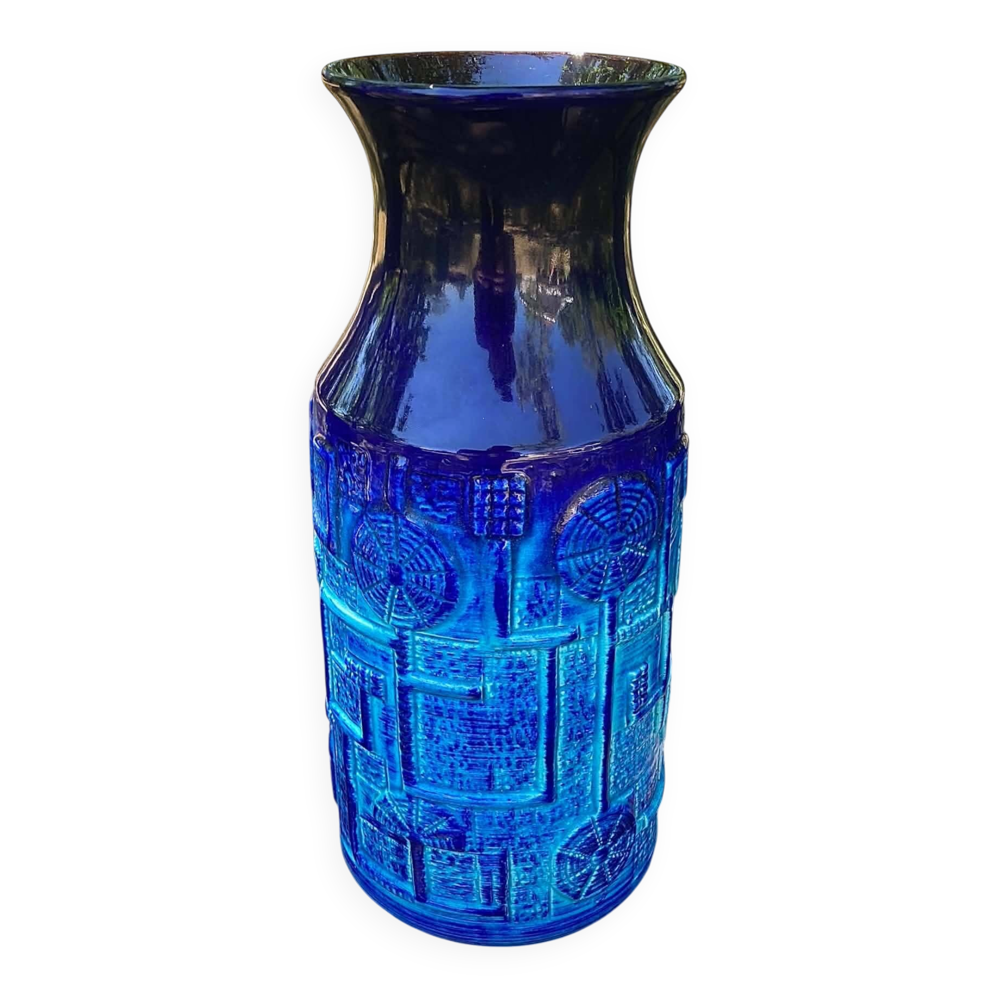 Blue ceramic vase. West Germany Bay Keramik. 1960s. Model 954-30.