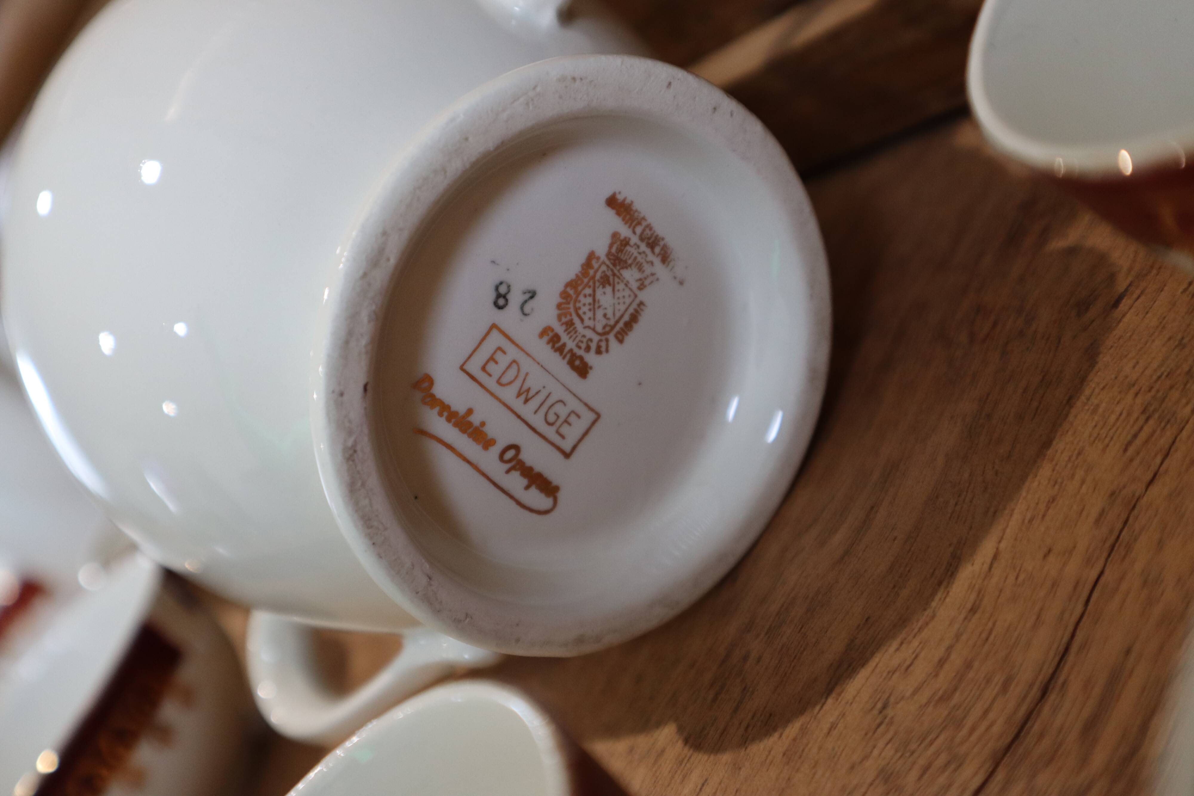 Digoin Sarreguemines earthenware coffee service "Edwige"