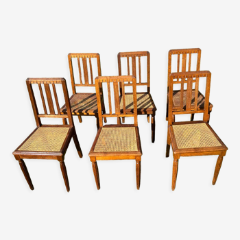 6 chairs tanned oak art deco
