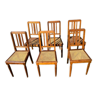 6 chairs tanned oak art deco