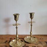 Pair of brass candle holders