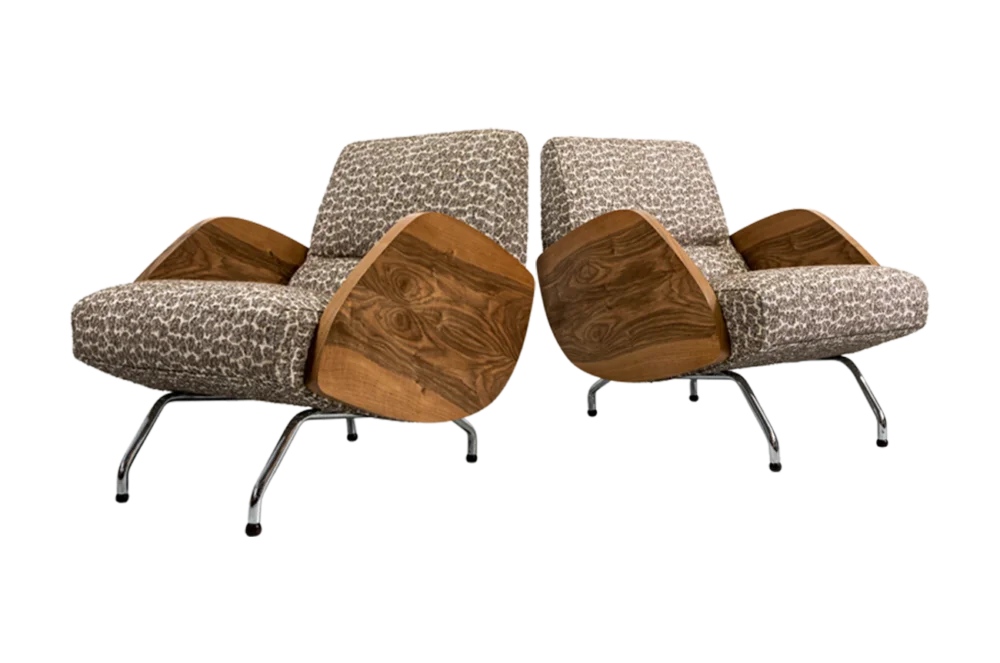 Fauteuils, Modèle "360" par Janusz Rozanski, Pologne, années 1950, Ensemble de 2